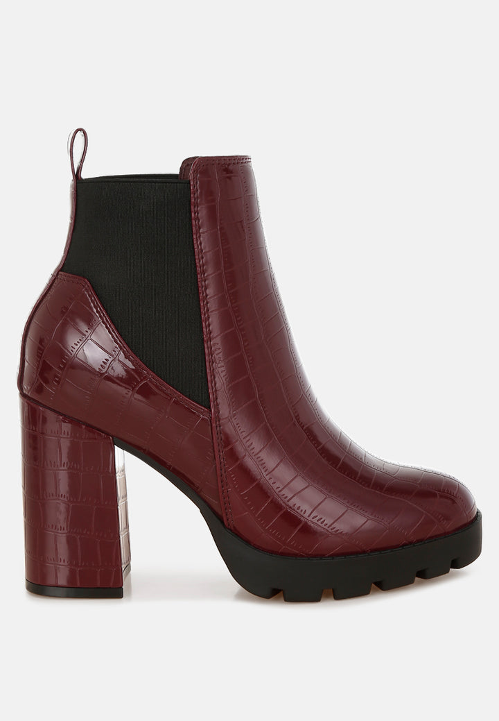 foxy faux leather croc chelsea boots#color_burgundy