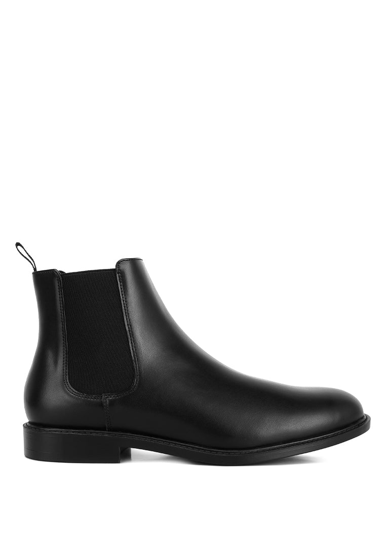 men's faux leather chelsea boots by ruw#color_black