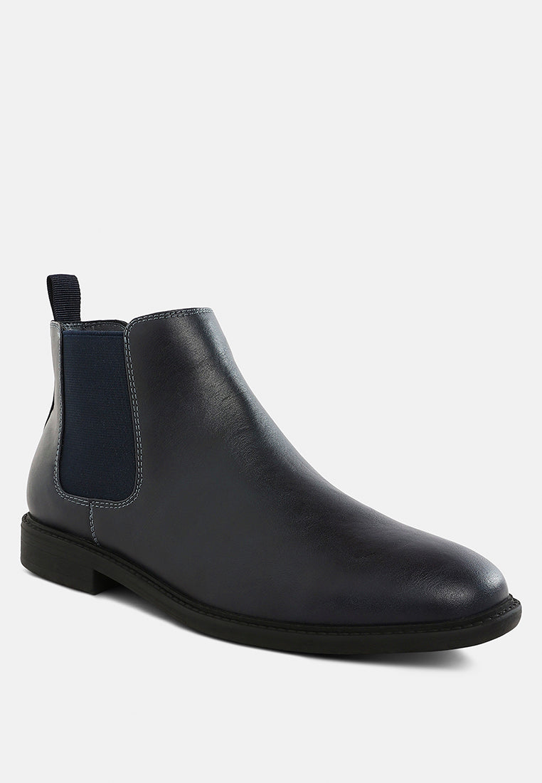 men's faux leather chelsea boots by mode#color_navy