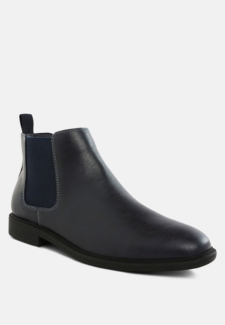 men's faux leather chelsea boots by mode#color_navy