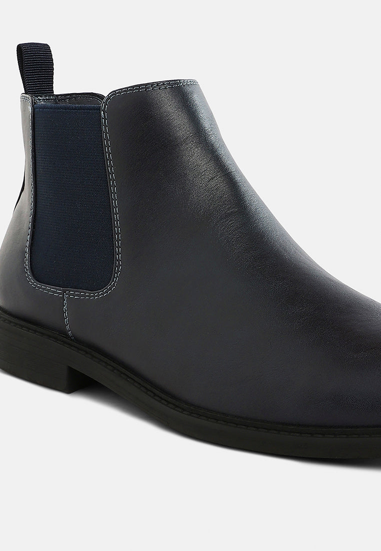 men's faux leather chelsea boots by mode#color_navy
