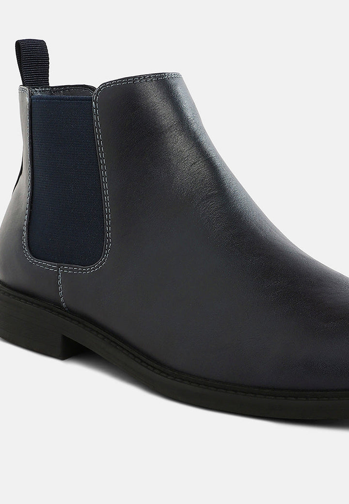 men's faux leather chelsea boots by mode#color_navy