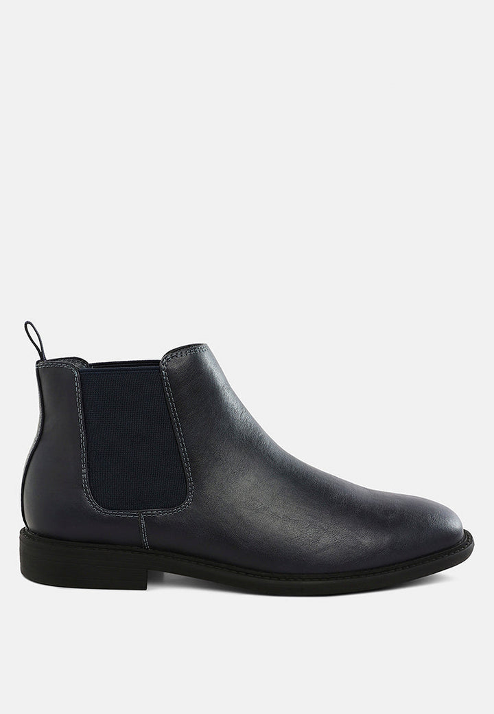 men's faux leather chelsea boots by mode#color_navy