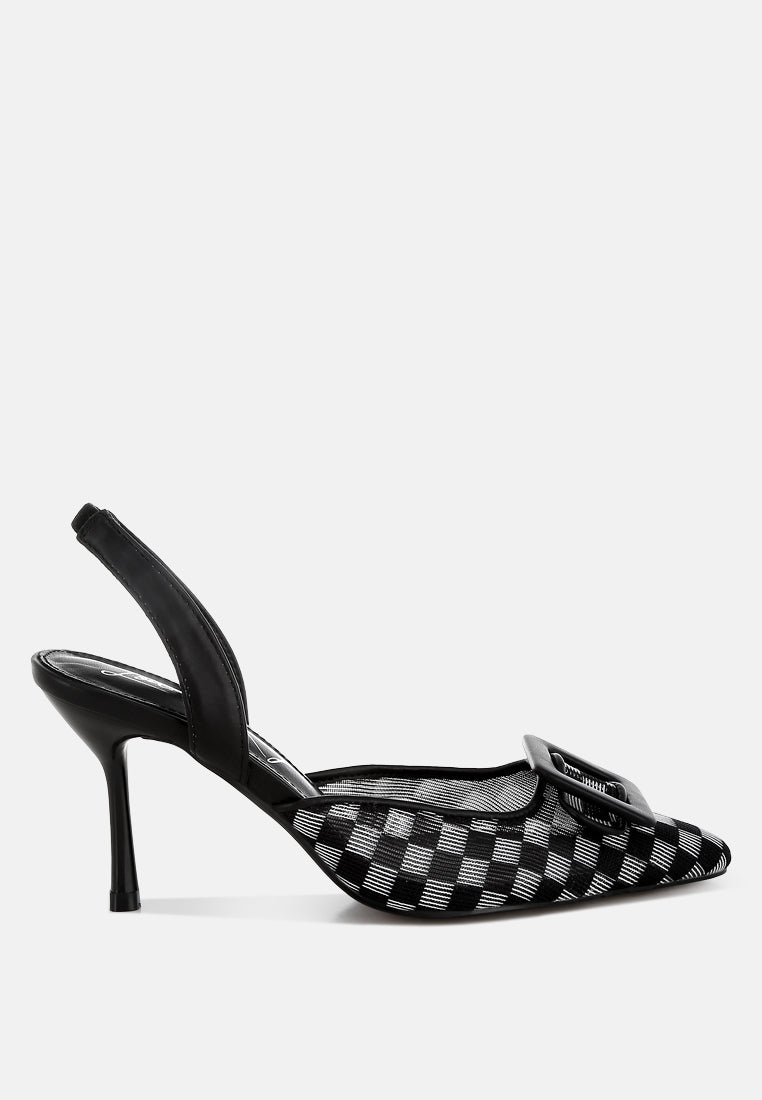 mesh checkered pointy stiletto heels by mode#color_black