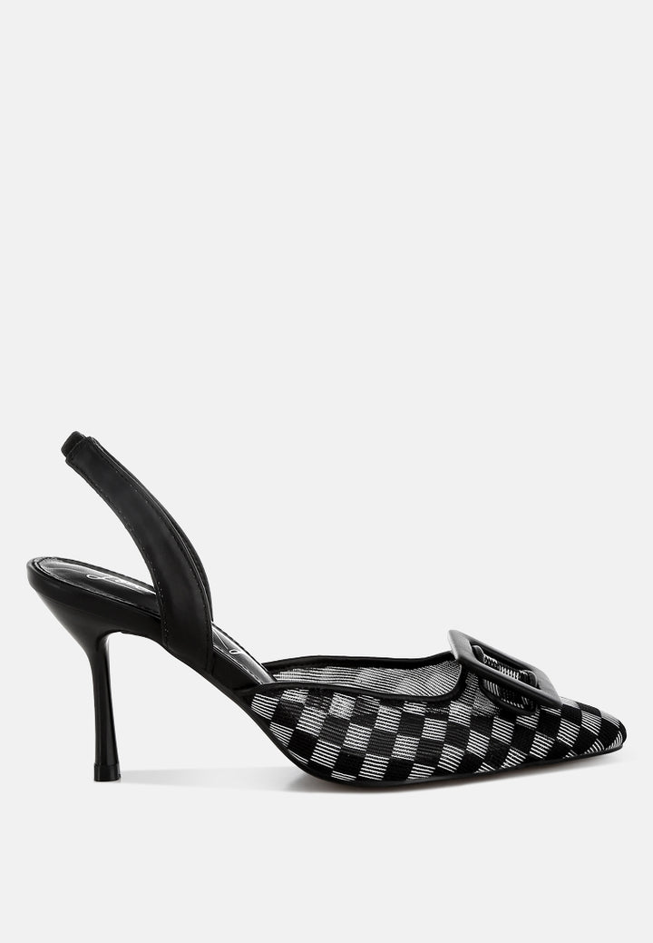 mesh checkered pointy stiletto heels by mode#color_black