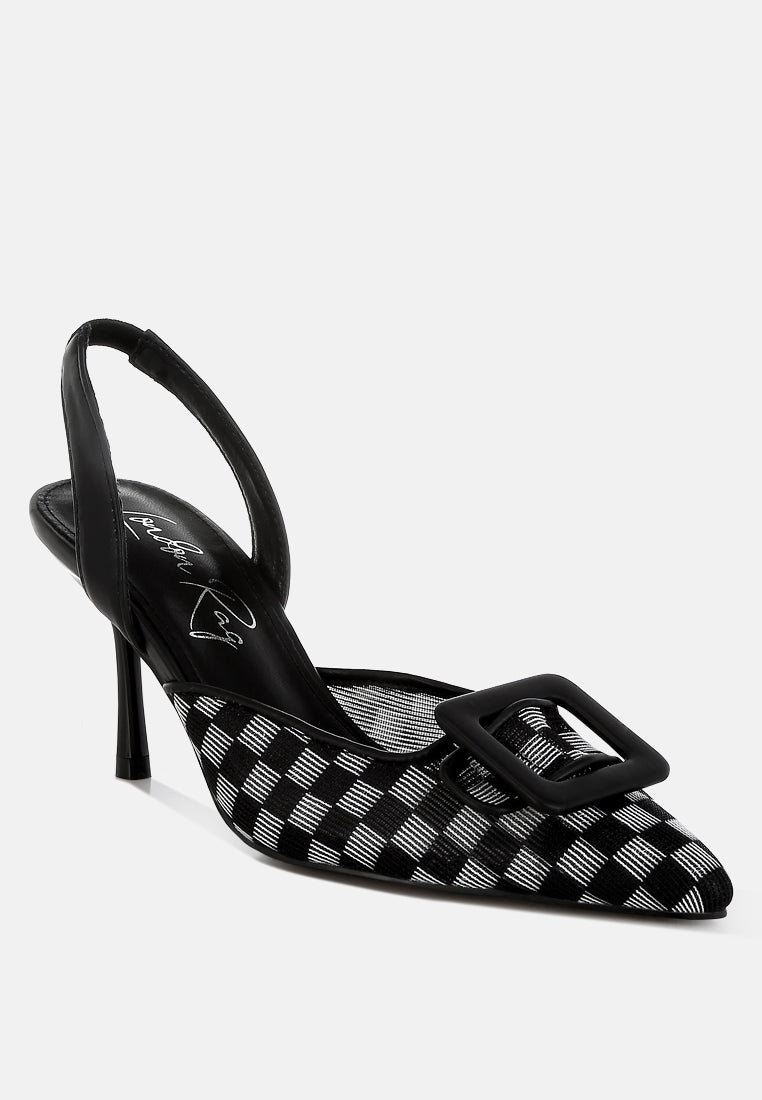 mesh checkered pointy stiletto heels by mode#color_black