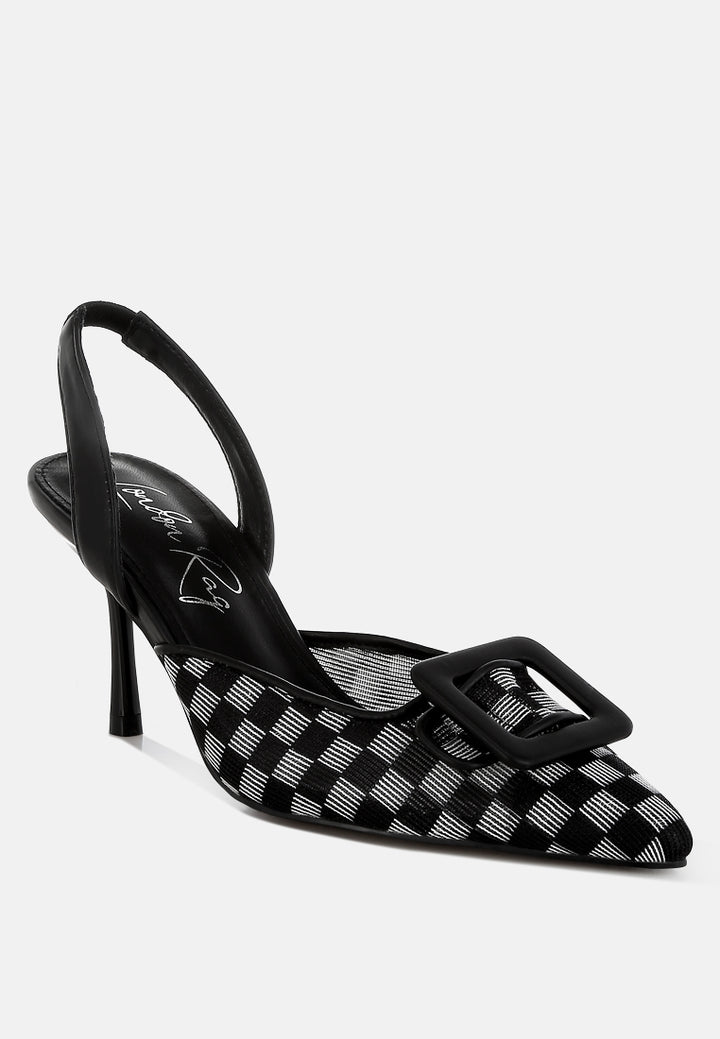mesh checkered pointy stiletto heels by mode#color_black