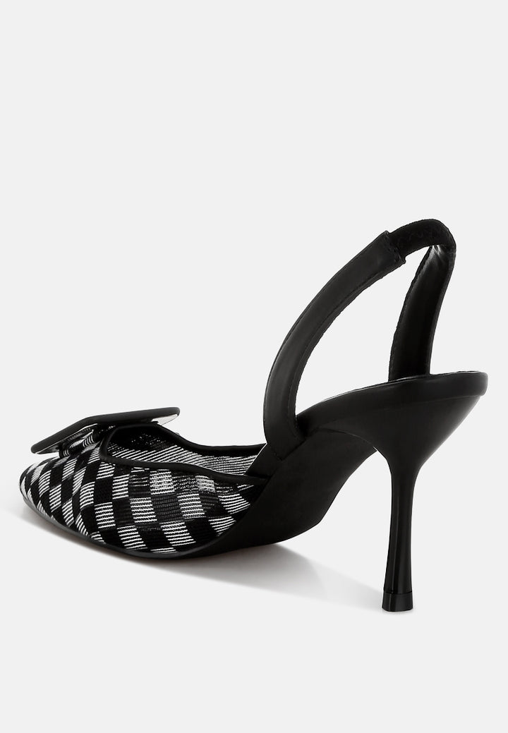 mesh checkered pointy stiletto heels by mode#color_black