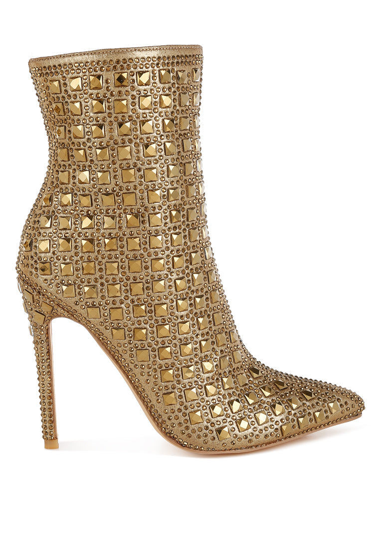 pointed toe rhinestones stiletto boots by ruw#color_gold