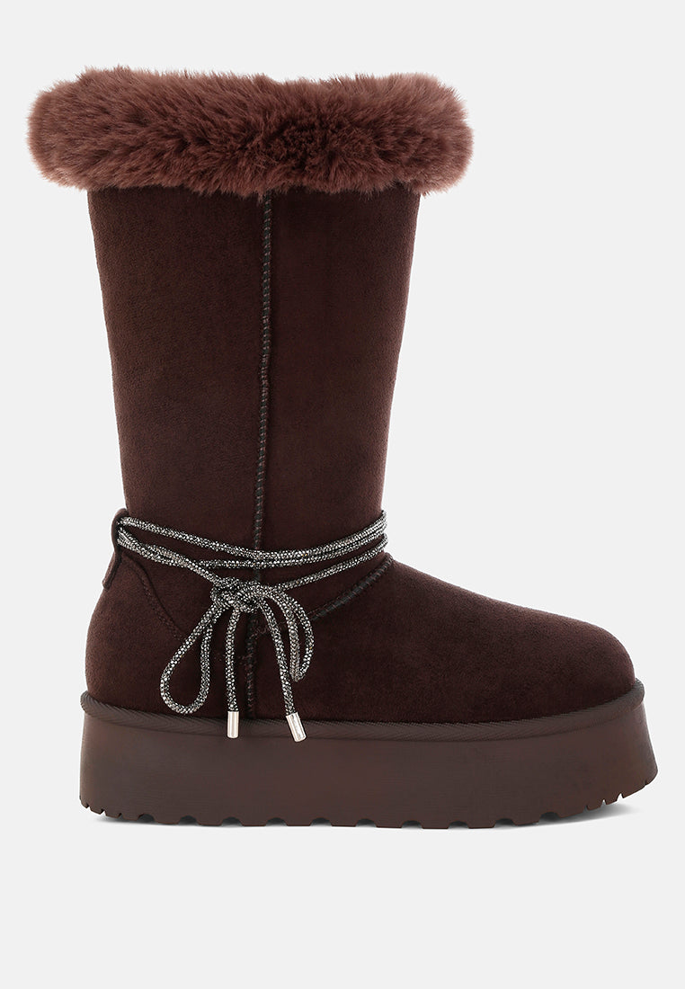 olonya fur collar anti-skid snow boots#color_brown