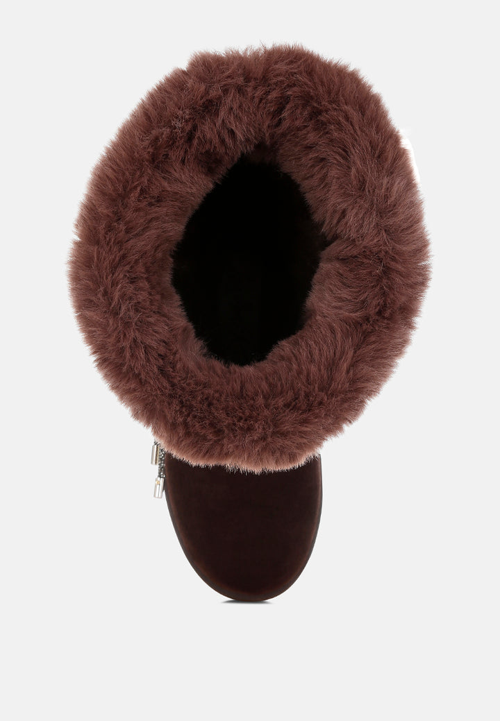 olonya fur collar anti-skid snow boots#color_brown
