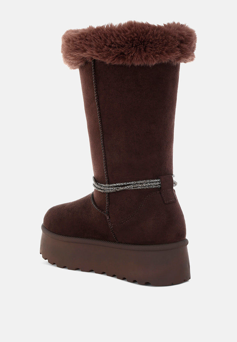 olonya fur collar anti-skid snow boots#color_brown