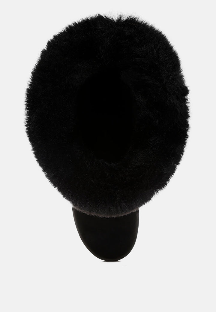 olonya fur collar anti-skid snow boots#color_black