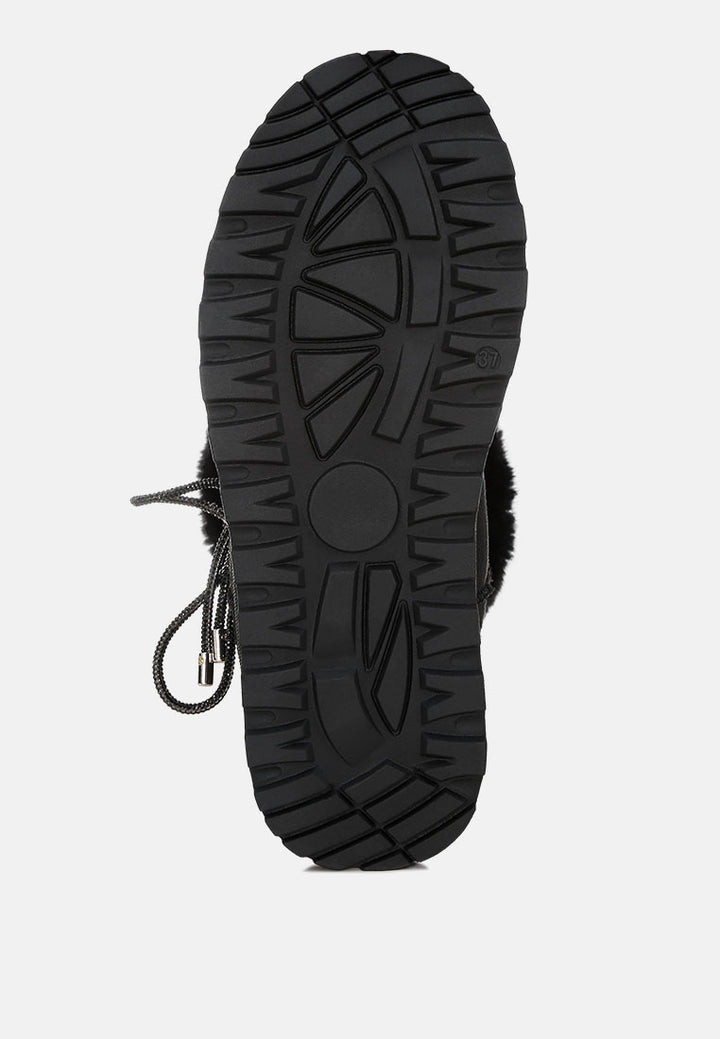 olonya fur collar anti-skid snow boots#color_black