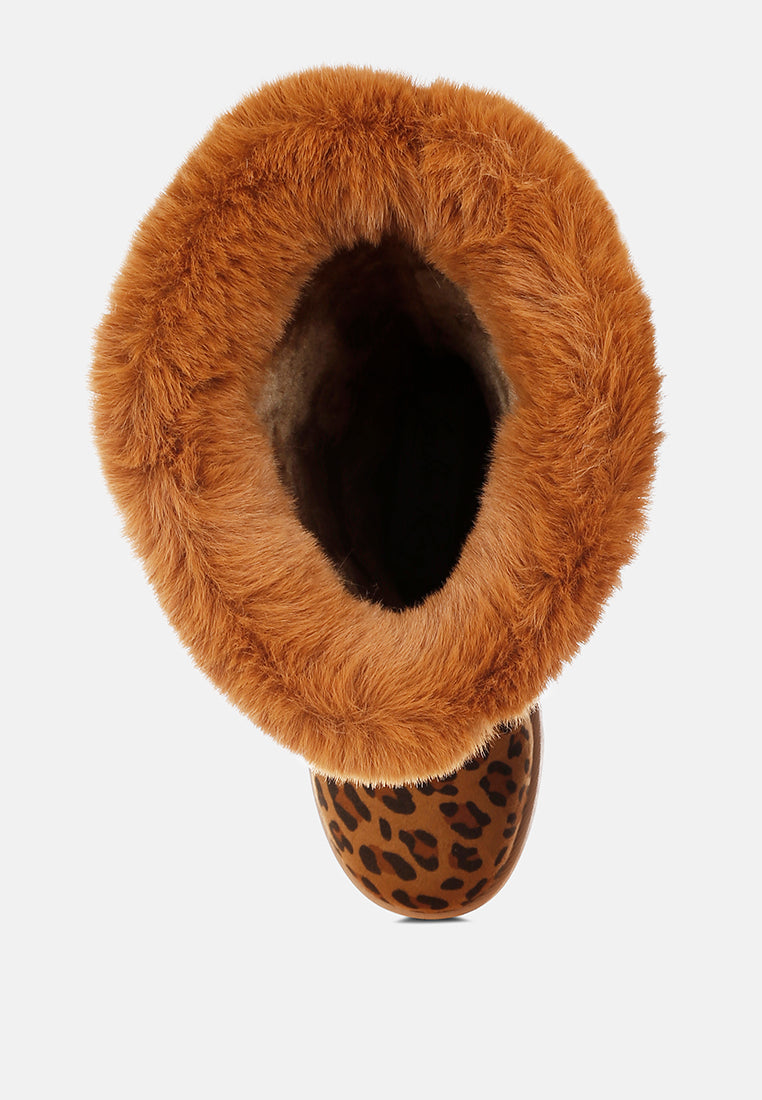 olonya fur collar anti-skid snow boots#color_leopard
