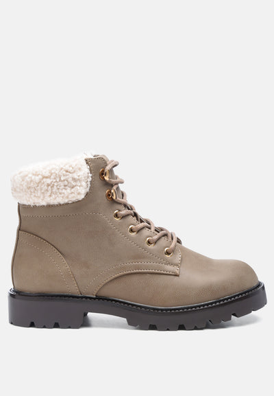 fur collared biker boots in taupe#color_taupe