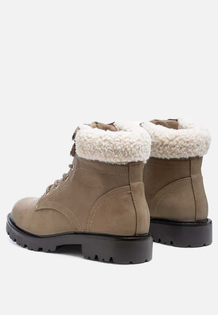 fur collared biker boots in taupe#color_taupe