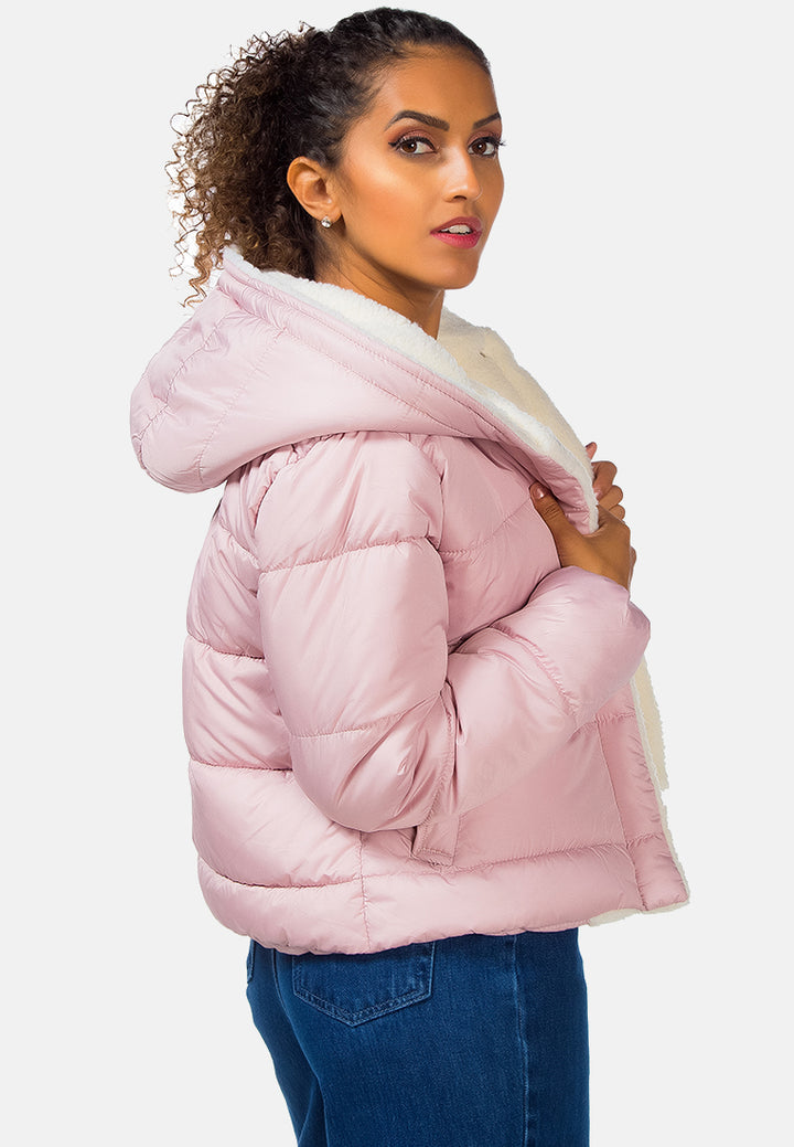 fur hooded puffer jacket#color_dusty-pink