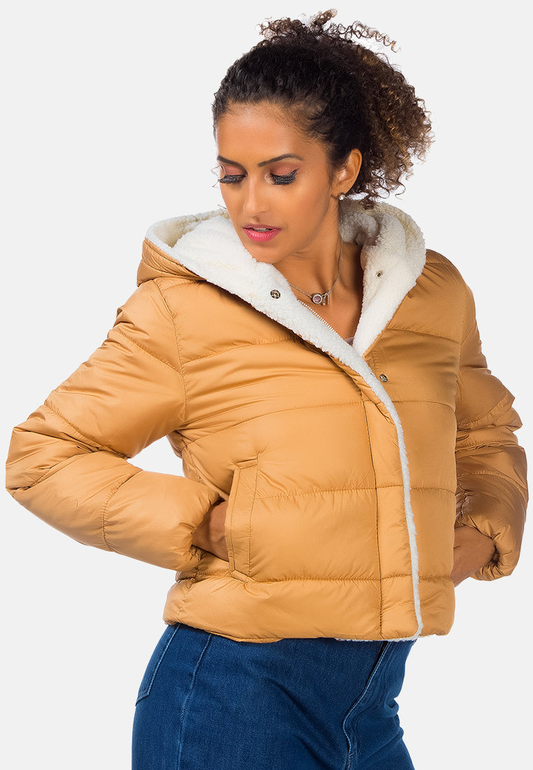 fur hooded puffer jacket#color_lt-camel