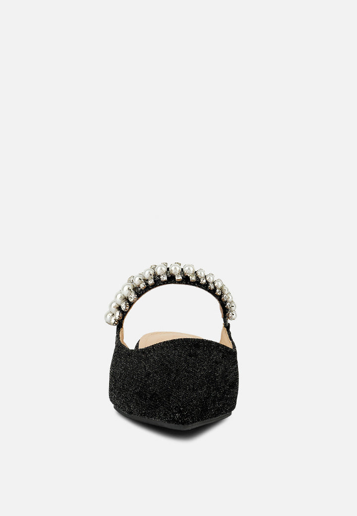 geode pearl embellished slip on mules#color_black