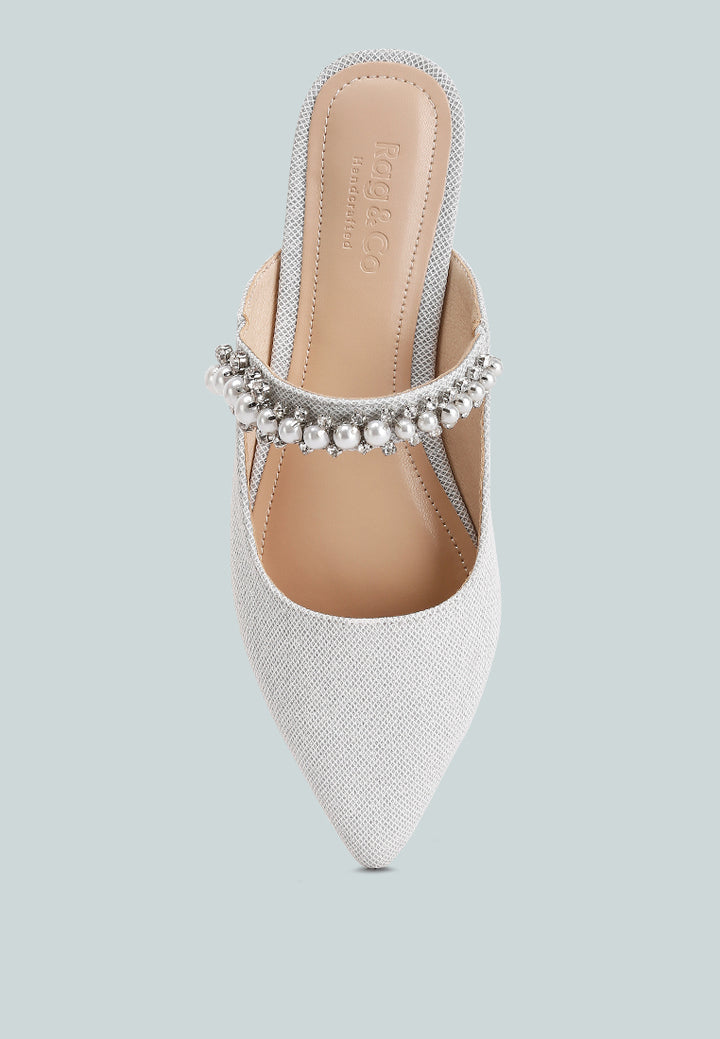 geode pearl embellished slip on mules#color_silver