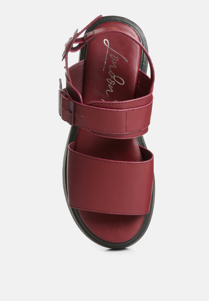 gladen pin buckle platform sandals#color_burgundy