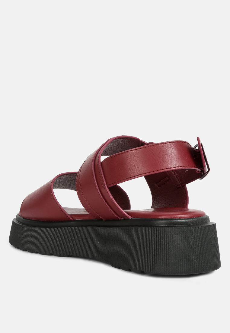 gladen pin buckle platform sandals#color_burgundy
