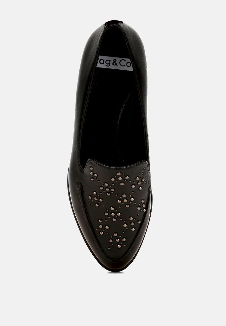 gabassi studded genuine leather loafers#color_black