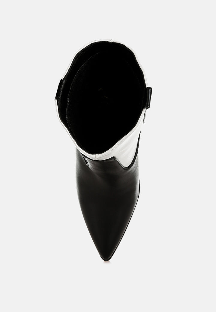 two tone cowboy boots by mode#color_black-white