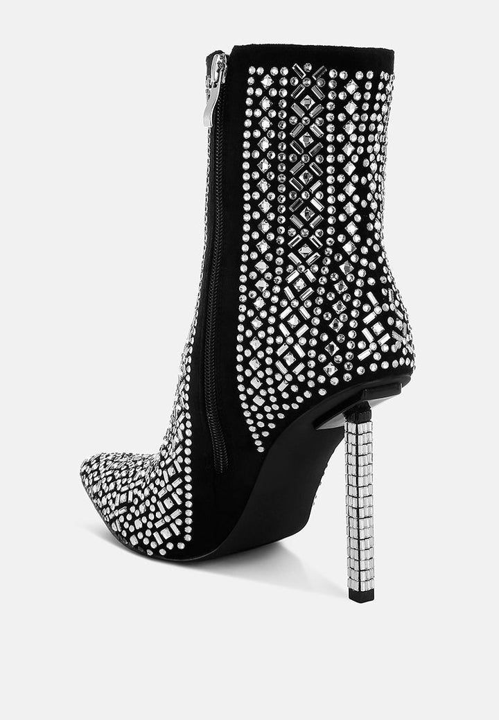 Botas de tacón de aguja con detalle de pedrería y estampado Gem Blaze#color_black