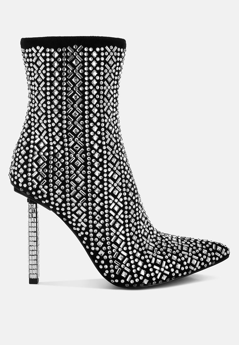 Botas de tacón de aguja con detalle de pedrería y estampado Gem Blaze#color_black