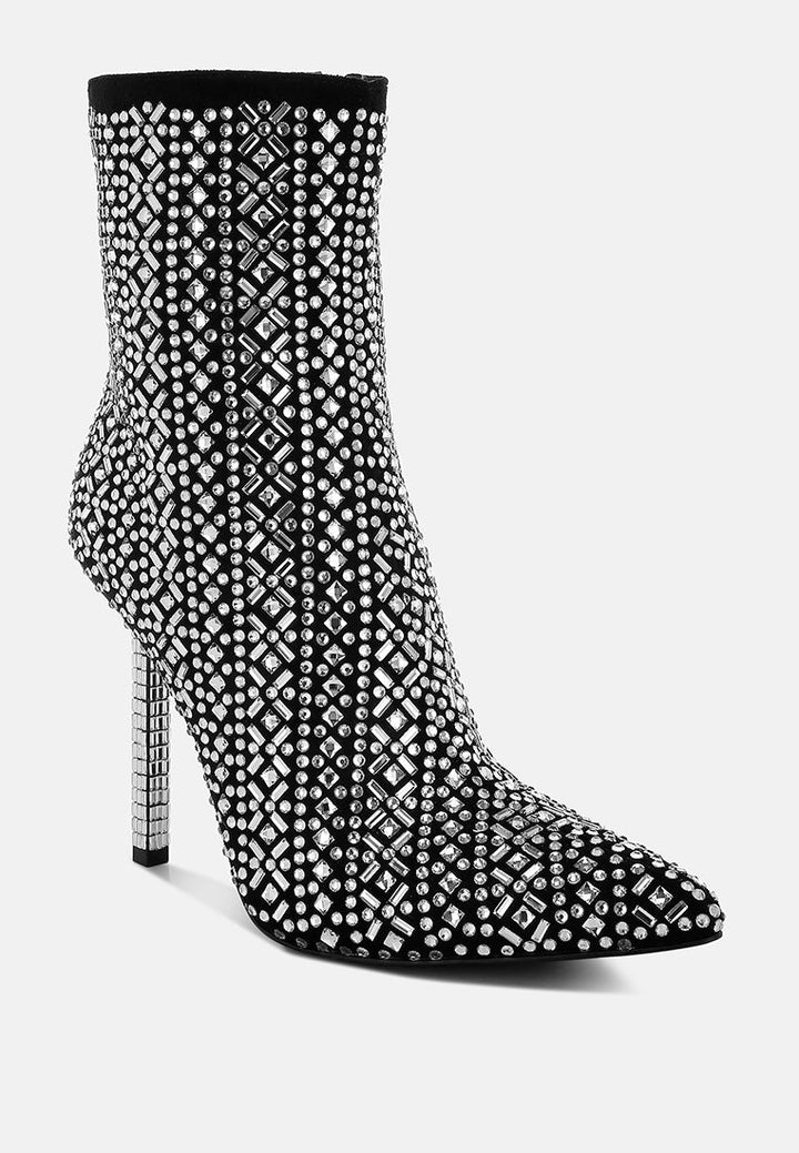 Botas de tacón de aguja con detalle de pedrería y estampado Gem Blaze#color_black