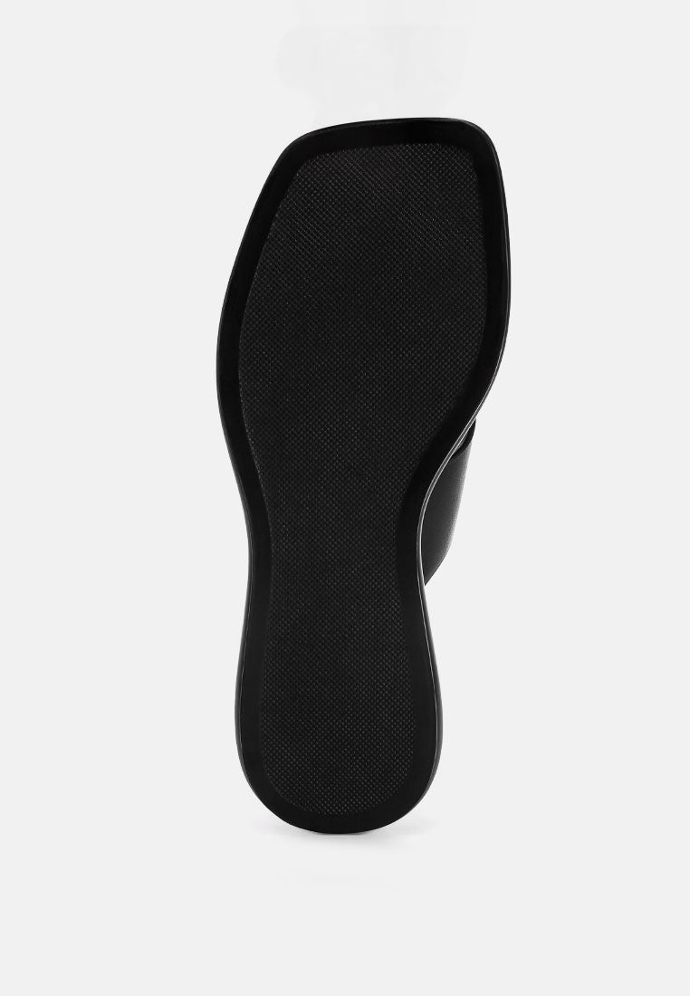 shosa genuine leather criss-cross flats by ft#color_black