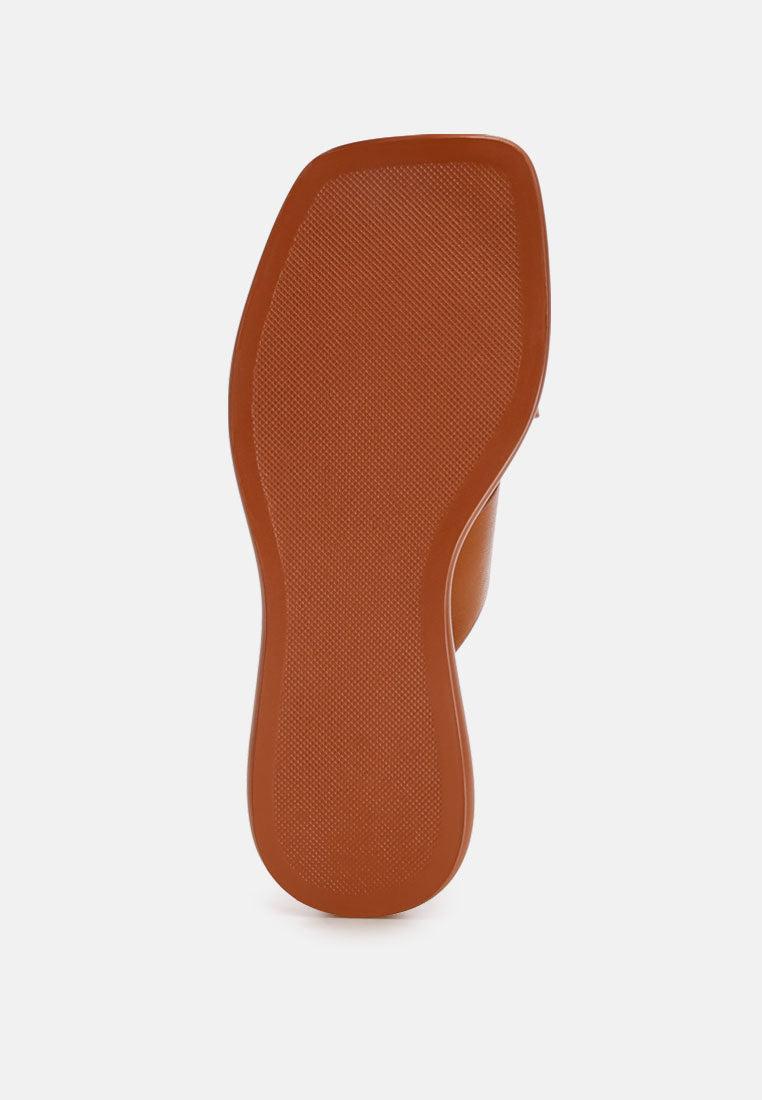 shosa genuine leather criss-cross flats by ft#color_tan