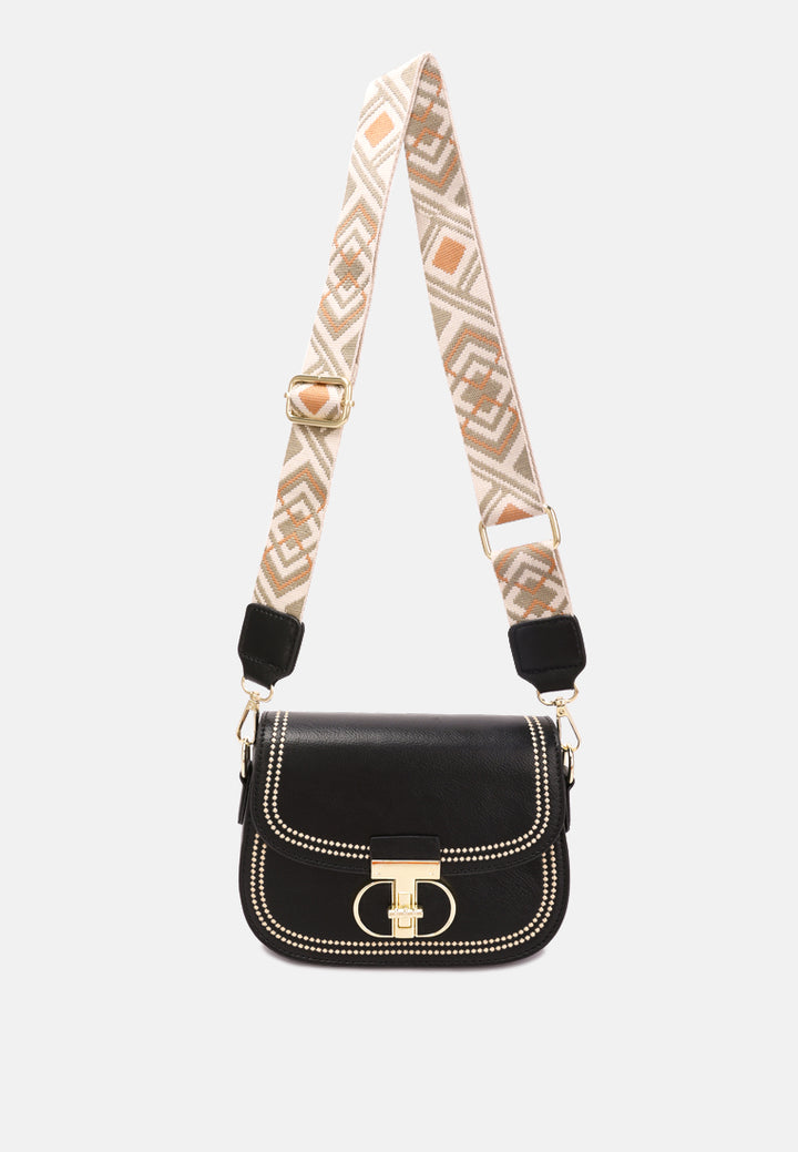 geometric strap shoulder bag by ruw#color-black