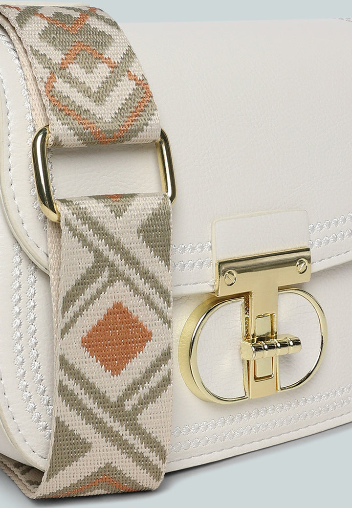 geometric strap shoulder bag by ruw#color-white