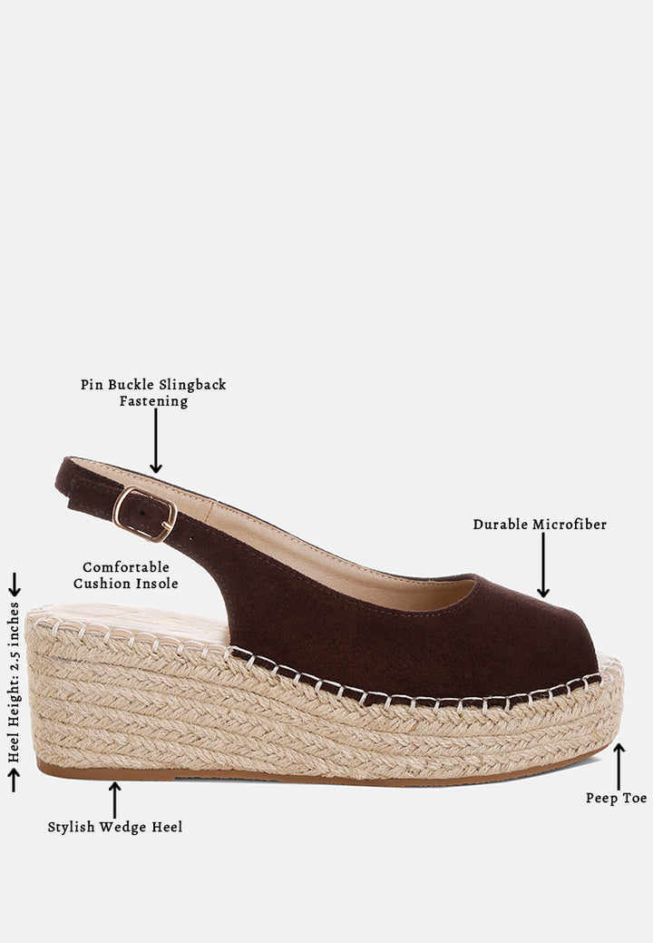 georna peep-toe espadrille wedges#color_brown