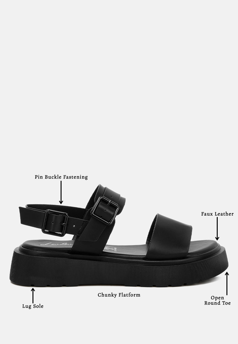 gladen pin buckle platform sandals#color_black