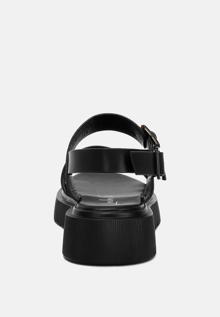 gladen pin buckle platform sandals#color_black