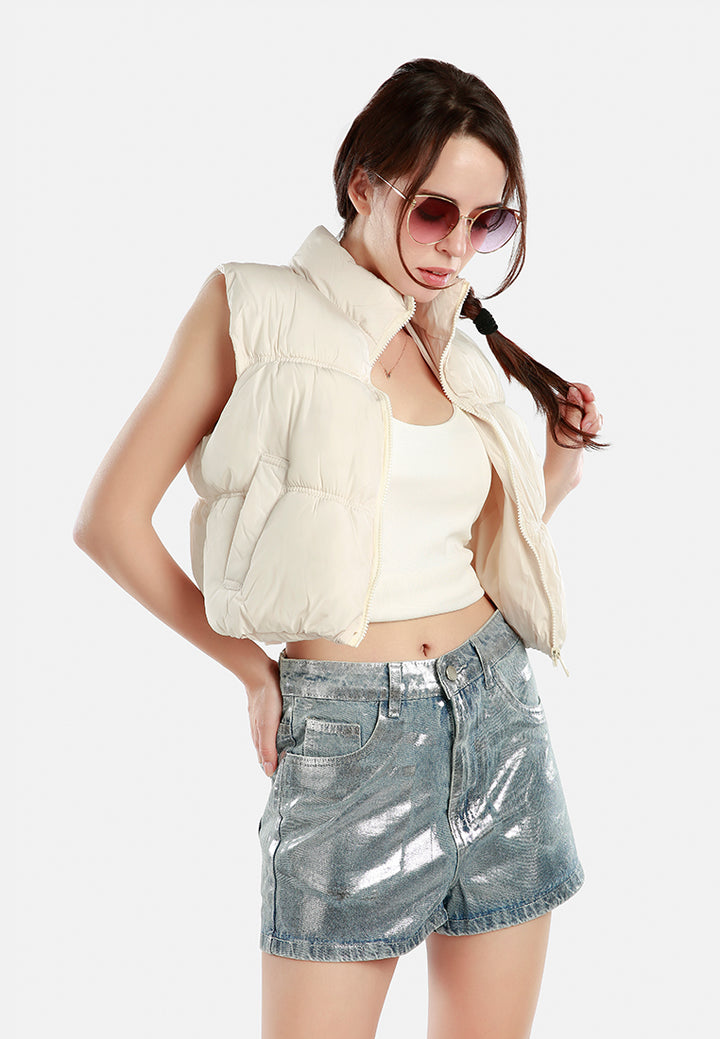 gleaming mid-rise shorts#color_silver
