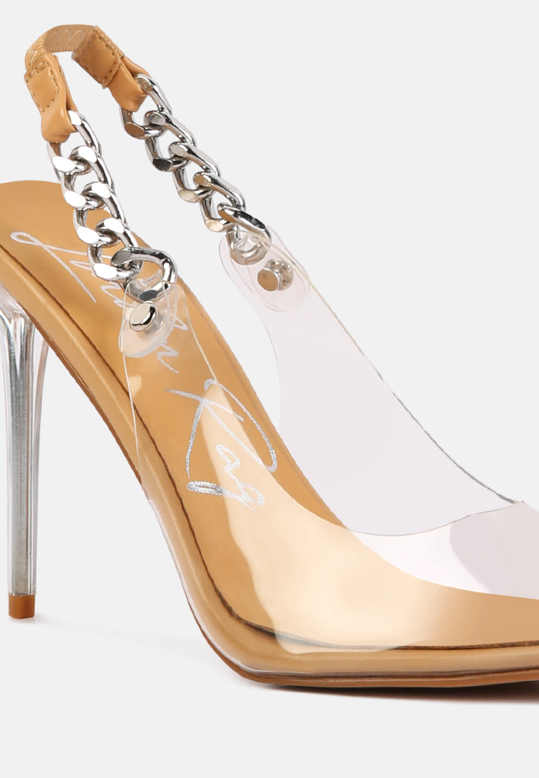 goddess heeled clear chain slingback sandal#color_beige