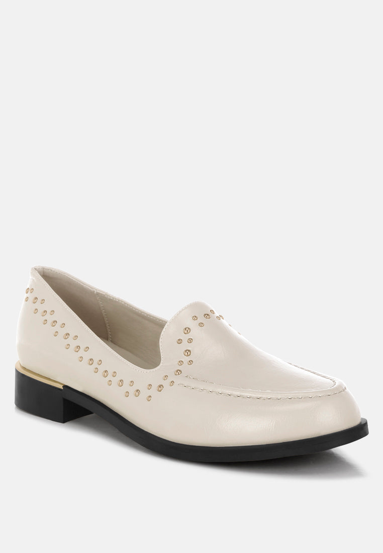 studded faux leather loafers by motes#color_beige