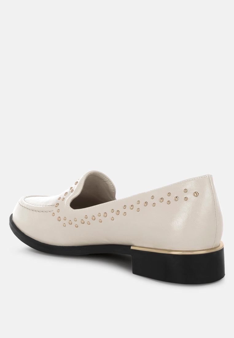 studded faux leather loafers by motes#color_beige