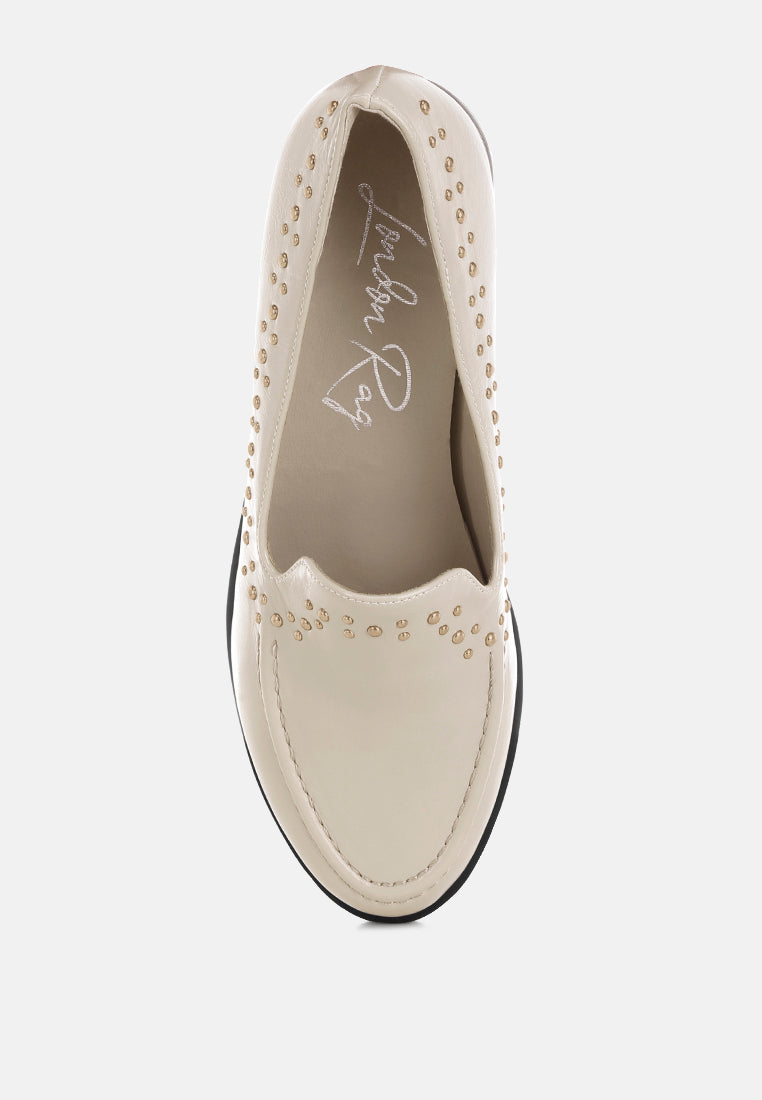 studded faux leather loafers by motes#color_beige