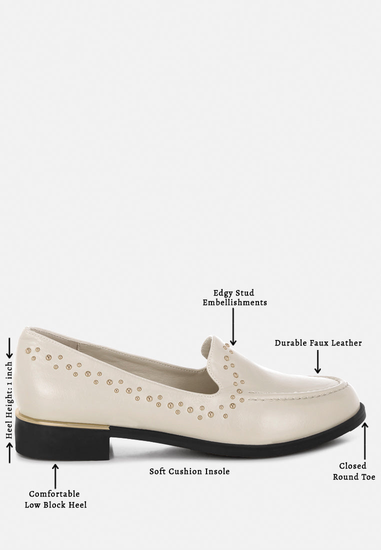studded faux leather loafers by motes#color_beige