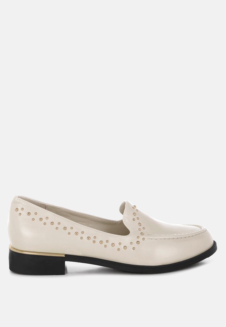 studded faux leather loafers by motes#color_beige