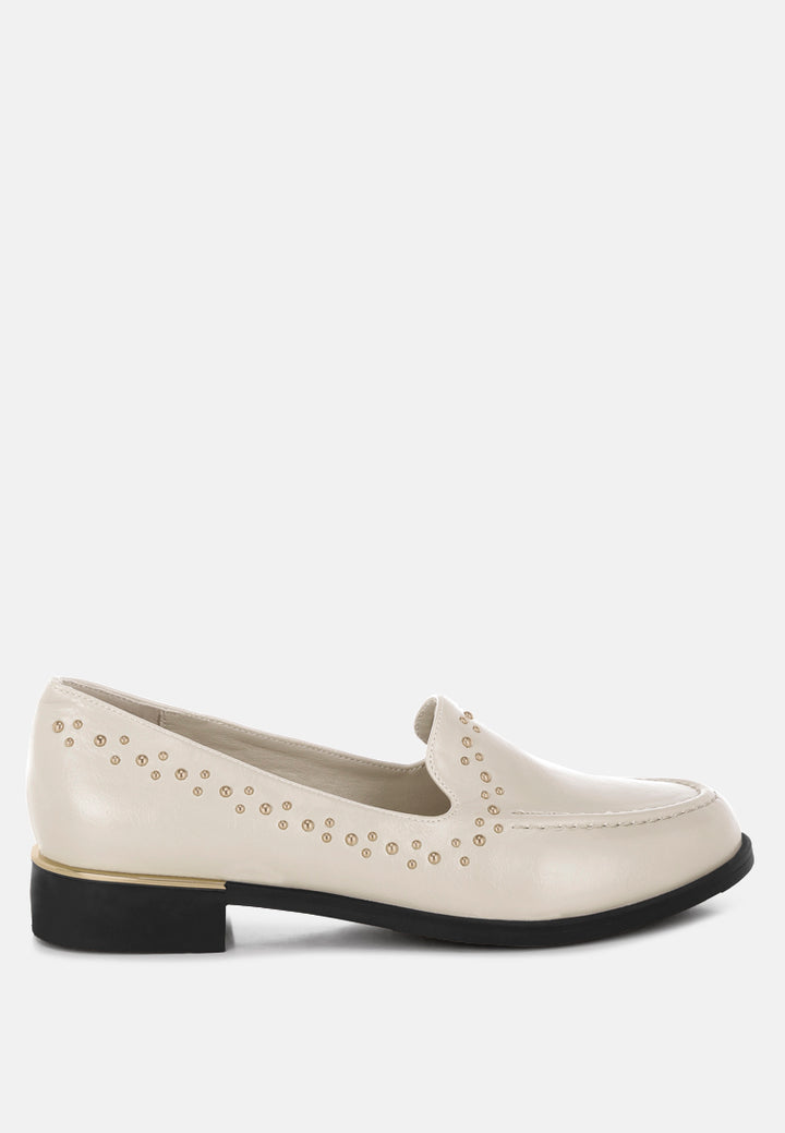 studded faux leather loafers by motes#color_beige