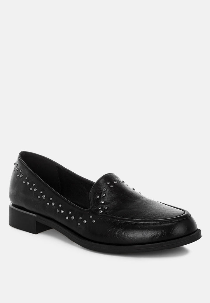 studded faux leather loafers by motes#color_black