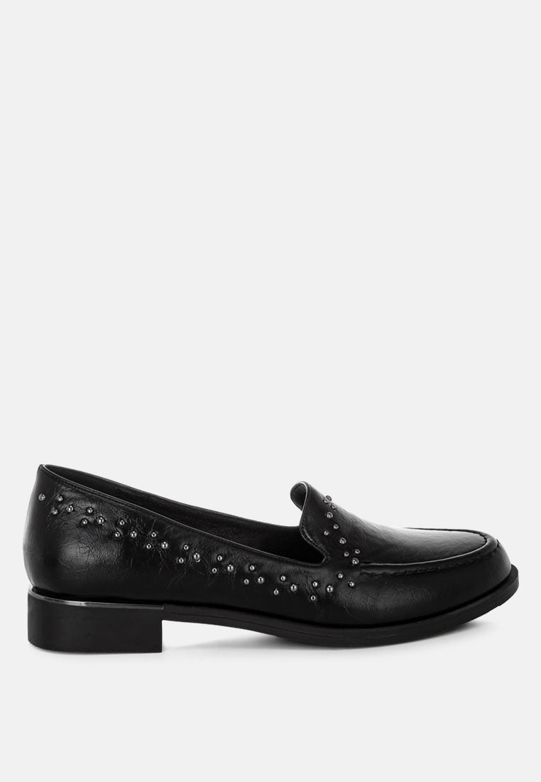 studded faux leather loafers by motes#color_black