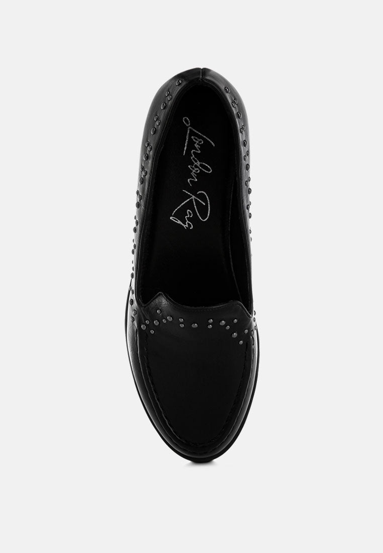 studded faux leather loafers by ft#color_black